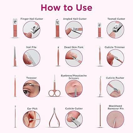 Manicure & Pedicure Nail Tool Kit - 18 in 1 Nail Tool Set