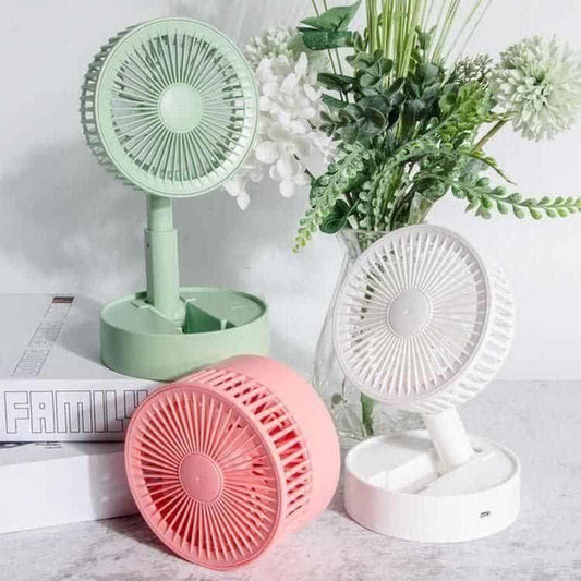 Adjustable Height Telescopic Rechargeable Standing Fan - Cute Rechargeable Pedestal Fan