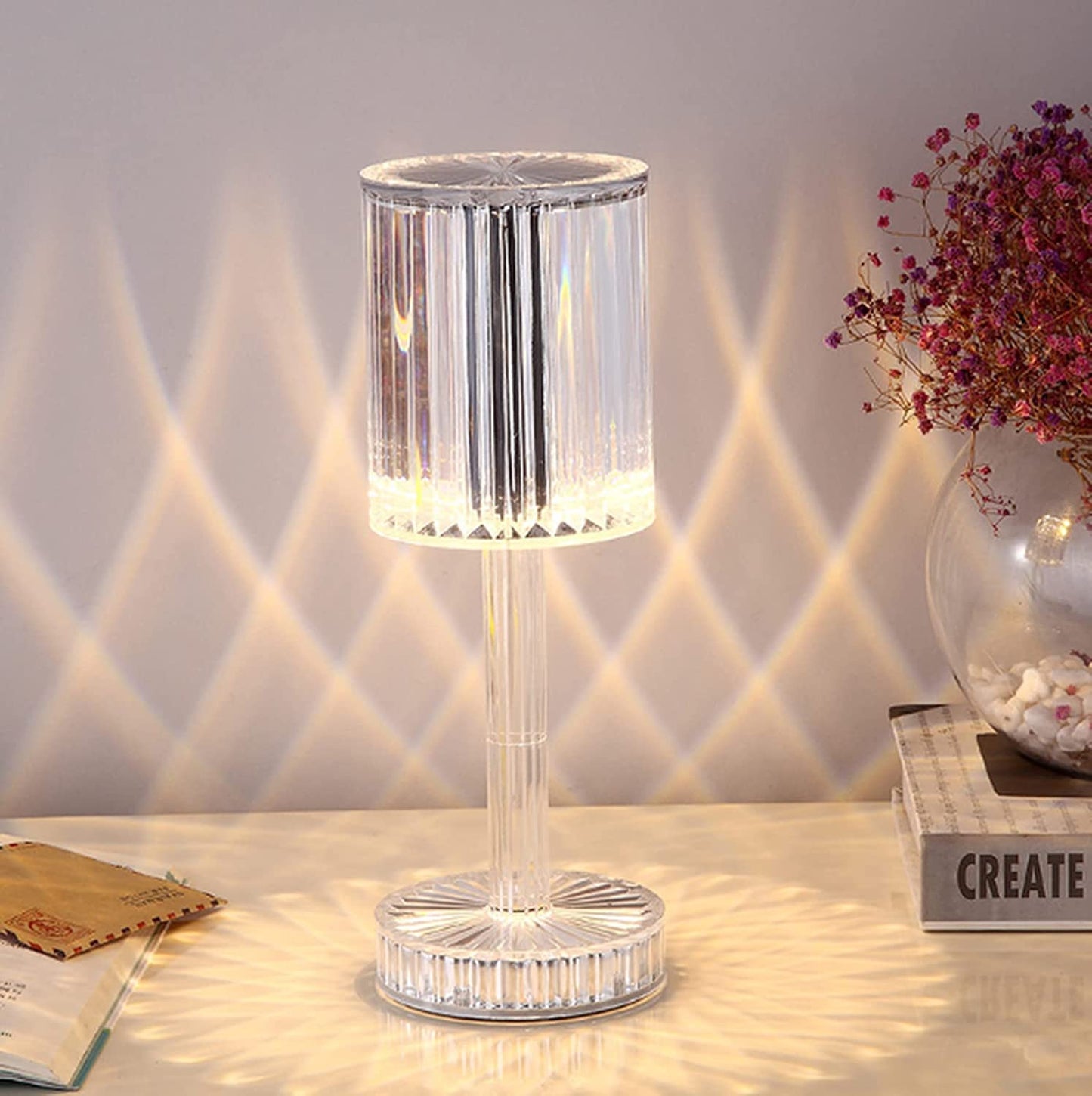 Crystal Diamond Table Lamps Touch Control Changing Light