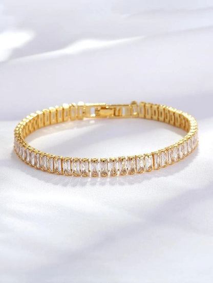 Crystelle Tennis Bracelet - Anti Tarnish, Gold Plated, Water Resistant | Hues of Jewels