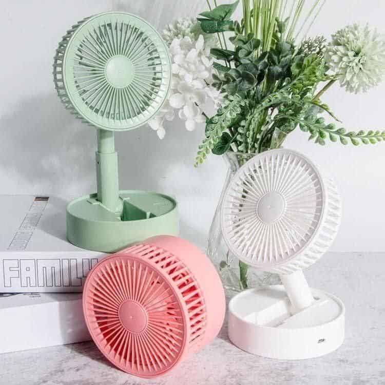 Adjustable Height Telescopic Rechargeable Standing Fan - Cute Rechargeable Pedestal Fan