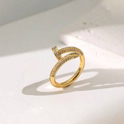 NailSpiral Ring | Gold Plated, Water Resistant, Anti Tarnish Nail Shape Ring by Hues of Jewels