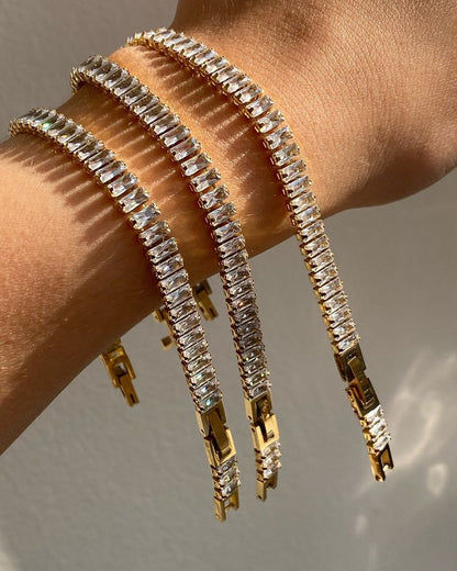 Crystelle Tennis Bracelet - Anti Tarnish, Gold Plated, Water Resistant | Hues of Jewels