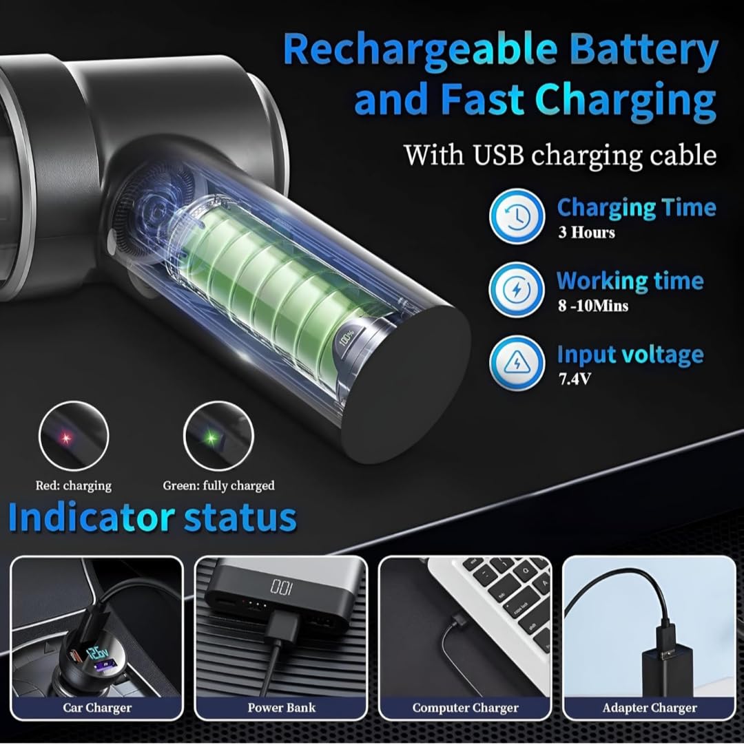 2 in 1 Vacuum Cleaner For Car - Wireless Rechargeable Air Duster